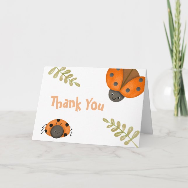 Cartão De Agradecimento Chá de fraldas Ladybug da Floresta (Frente)