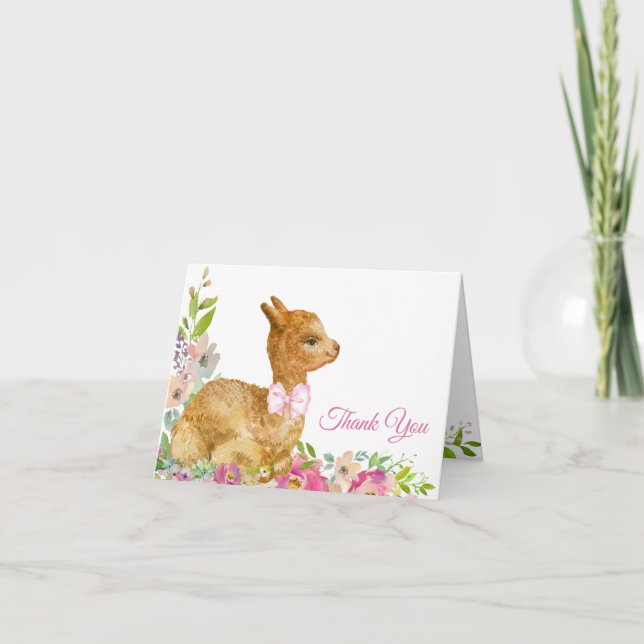 Cartão De Agradecimento Chá de fraldas Llama (Frente)