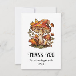 Cartão De Agradecimento Chá de fraldas Magnético de Cogumelo Encantado