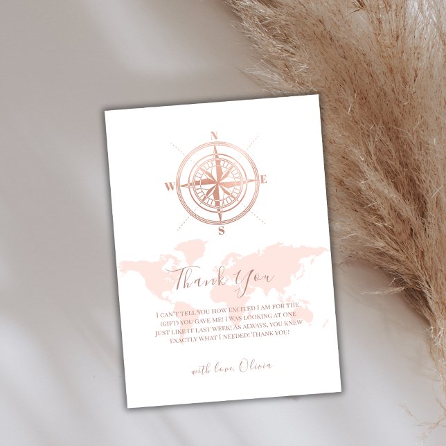 Cartão De Agradecimento Chá de fraldas Map Viagem de Aventura Mínimo do Mu (Minimalist World Map Travel Adventure Baby Shower Thank You Card)