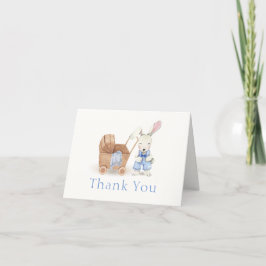 Cartão De Agradecimento Chá de fraldas Modern Boho Stroller Rabbit Boy