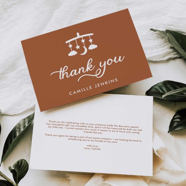 Cartão De Agradecimento Chá de fraldas moderno (Modern Terracotta Baby Shower Thank you card)