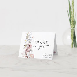 Cartão De Agradecimento Chá de fraldas moderno minimalista de flores silve