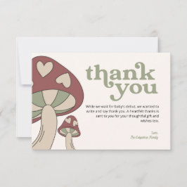 Cartão De Agradecimento Chá de fraldas Mushroom Obrigado | Sage Green