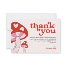 Chá de fraldas Mushroom Obrigado | Vermelho e Rosa