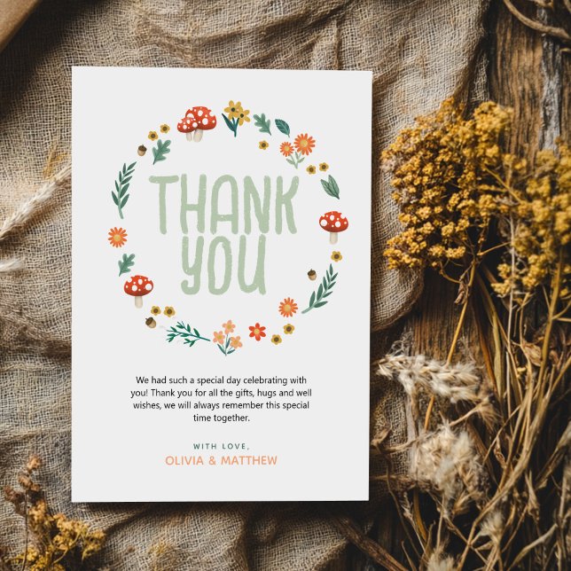 Cartão De Agradecimento Chá de fraldas Natural da Floresta Cura (Criador carregado)