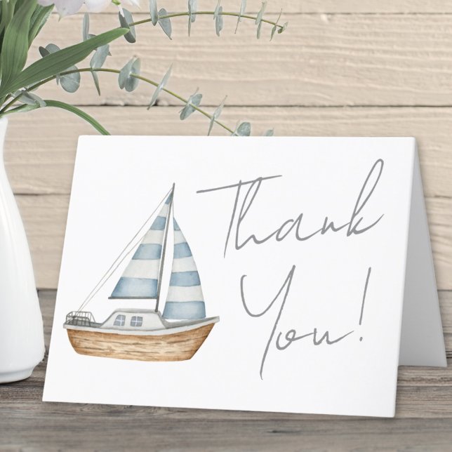 Cartão De Agradecimento Chá de fraldas náutico mínimo (Minimal Nautical Baby Shower Thank You Card )