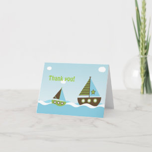 Cartão De Agradecimento Chá de fraldas Náutico Náutico De Bebê-Ninho Obrig