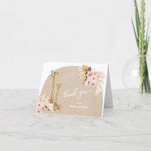 Cartão De Agradecimento Chá de fraldas Neutral Pampas Grass Giraffe