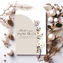 Cartão De Agradecimento Chá de fraldas Neutro de Gênero dos Animais Invern