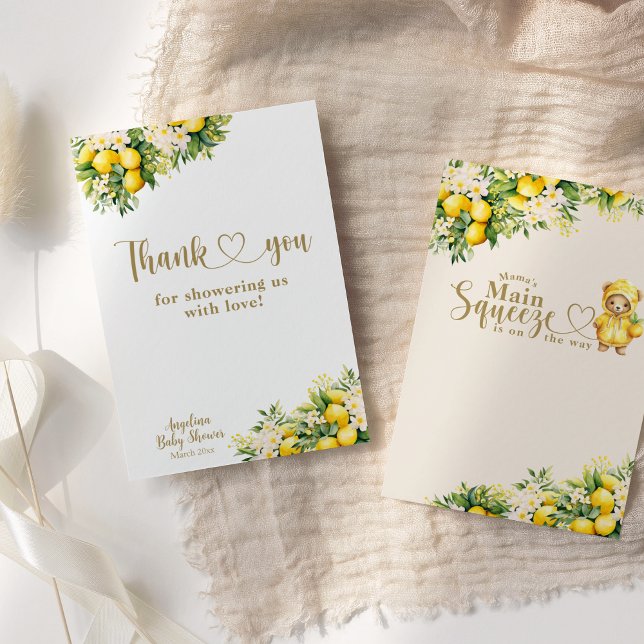 Cartão De Agradecimento Chá de fraldas neutro de gênero Lemon Citrus Summe (Criador carregado)