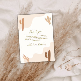 Cartão De Agradecimento Chá de fraldas Neutro Moderno Elegante Boho Cactus