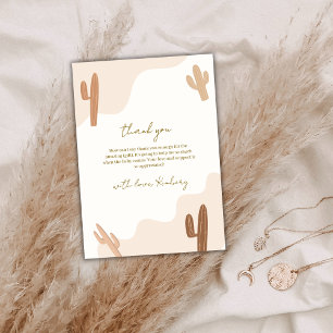 Cartão De Agradecimento Chá de fraldas Neutro Moderno Elegante Boho Cactus