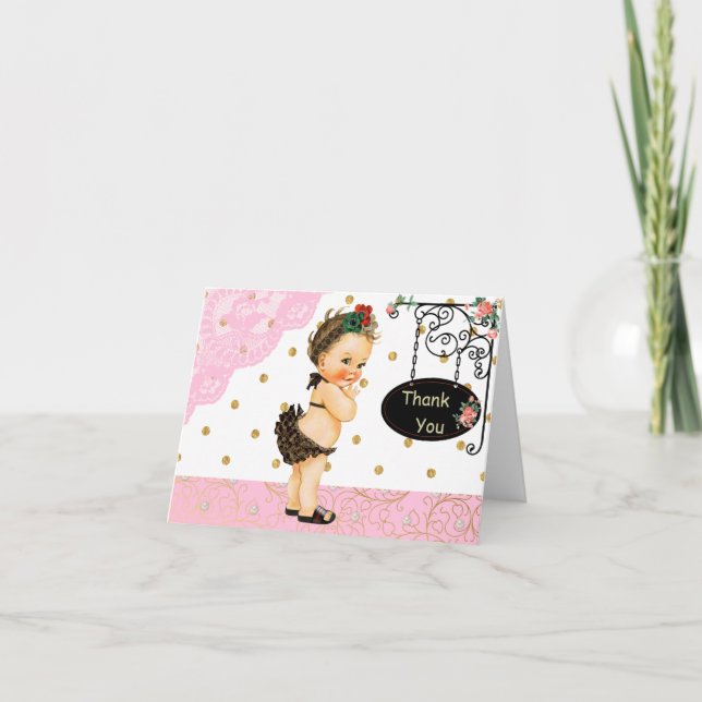 Cartão De Agradecimento Chá de fraldas Obrigado Nota (Frente)