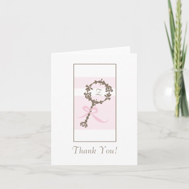 Cartão De Agradecimento Chá de fraldas Obrigado - Pink Rattle (Frente)