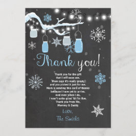 Cartão De Agradecimento Chá de fraldas Obrigado Winter Baby Boy Blue