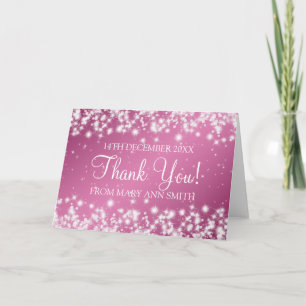 Cartão De Agradecimento chá de fraldas Obrigado Winter Sparkle Pink