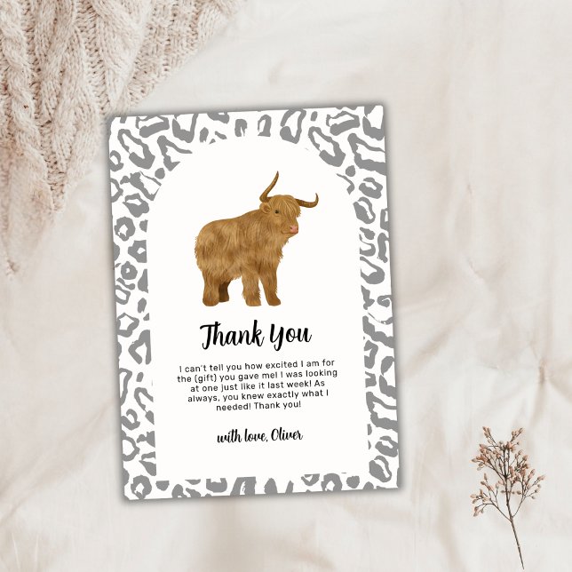 Cartão De Agradecimento Chá de fraldas Ocidental Santa Vaca Arca Negra (Black Boho Arch Holy Cow Western Baby Shower Thank You Card)