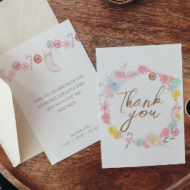 Cartão De Agradecimento Chá de fraldas Pastel Winter Wonderland