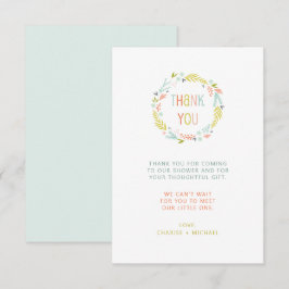 Cartão De Agradecimento Chá de fraldas Pastel Wreath obrigado