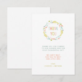 Cartão De Agradecimento Chá de fraldas Pastel Wreath obrigado