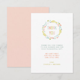 Cartão De Agradecimento Chá de fraldas Pastel Wreath obrigado