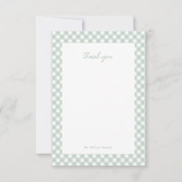Cartão De Agradecimento Chá de fraldas personalizado fofo gingham verde