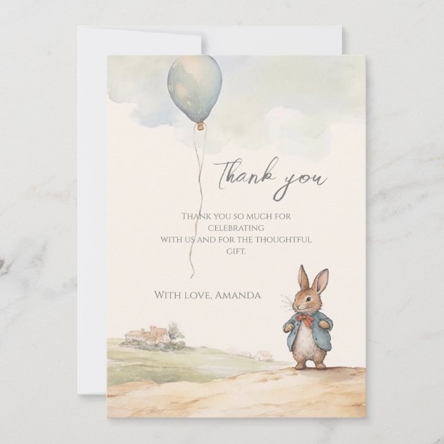 Cartão De Agradecimento Chá de fraldas Peter Rabbit (Frente)