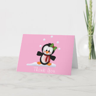Cartão De Agradecimento Chá de fraldas Pinguim Obrigado Nota