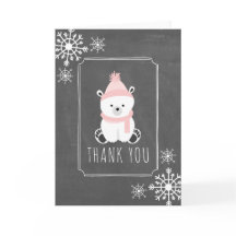 Chá de fraldas Polar Bear Winter Obrigado Rosa