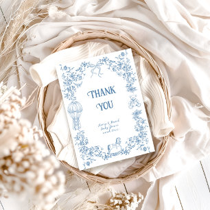 Cartão De Agradecimento Chá de fraldas Quimoral Branco Dusty Blue