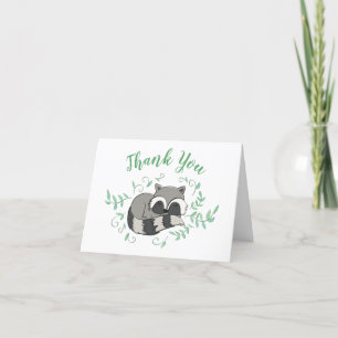 Cartão De Agradecimento Chá de fraldas Raccoon