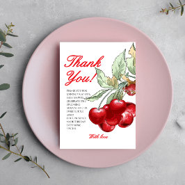 Cartão De Agradecimento Chá de fraldas Red Cherry Modern