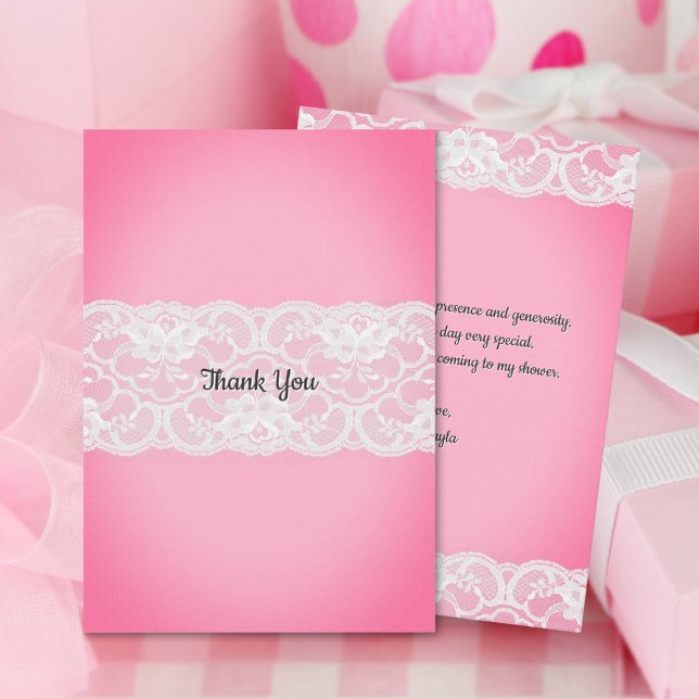 Cartão De Agradecimento Chá de fraldas rosa (Criador carregado)