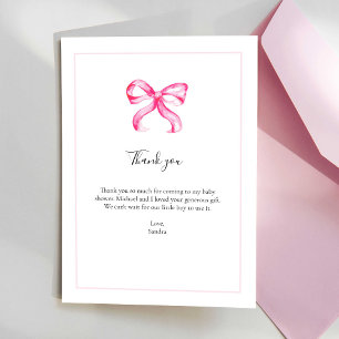 Cartão De Agradecimento Chá de fraldas rosa Arco Obrigado Script elegante