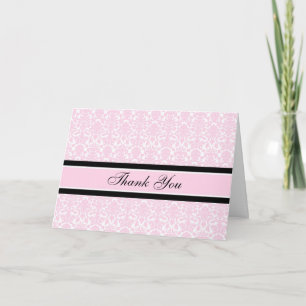 Cartão De Agradecimento Chá de fraldas Rosa Damask Hosts Obrigado