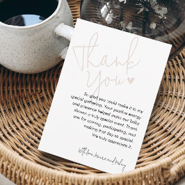 Cartão De Agradecimento Chá de fraldas Rosa de Script Moderno