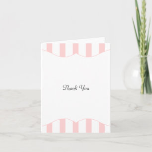 Cartão De Agradecimento Chá de fraldas rosa e branco Stripe Obrigado