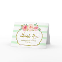 Chá de fraldas Rosa Floral Mint Strike Obrigado