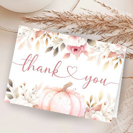 Cartão De Agradecimento Chá de fraldas Rosa Pumpkin Dobrado Obrigado