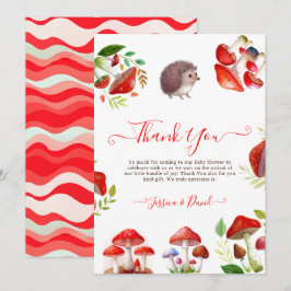 Cartão De Agradecimento Chá de fraldas Russo da Floresta de Cor Vermelha d