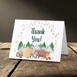 Cartão De Agradecimento Chá de fraldas Russo De Animais Da Floresta
