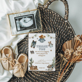 Cartão De Agradecimento Chá de fraldas Russo Ocidental Boho Little Cowboy