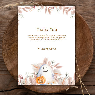 Cartão De Agradecimento Chá de fraldas Rustic Elegante Pequeno Boo Boho Gh