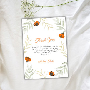 Cartão De Agradecimento Chá de fraldas Rustic Fall Ladybug Greenery
