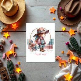 Cartão De Agradecimento Chá de fraldas Rustic Little Cowgirl
