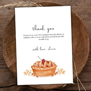Cartão De Agradecimento Chá de fraldas Rustic Little Cutie Pie Cherry Fall