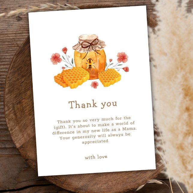 Cartão De Agradecimento Chá de fraldas Rustic Little Wildflower Honey (Rustic Little Wildflower Honey Bee Baby Shower Thank You Card)