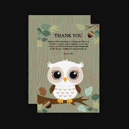 Cartão De Agradecimento Chá de fraldas Rustic Owl Woodland Forest