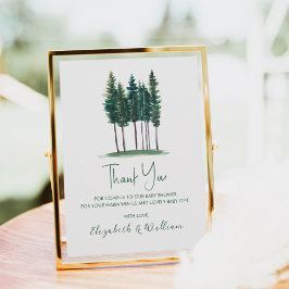 Cartão De Agradecimento Chá de fraldas Rustic Pine Trees Obrigado